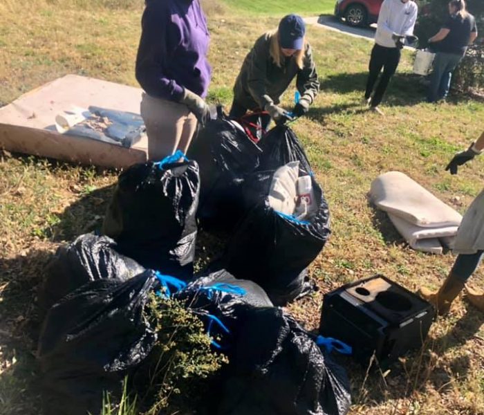 Garbage cleanup crew at the Freedom for Youth Volunteer Day for the Foster Group Team